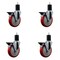 Service Caster 5'' Red Poly Swivel 1-3/4'' Expanding Stem Caster Set with Brake, 4PK SCC-EX20S514-PPUB-RED-PLB-134-4 - alternate 1
